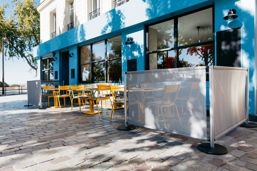 Luxembourg Pedestal Tables by Fermob, luxembourg pedestal tables in live shot.
