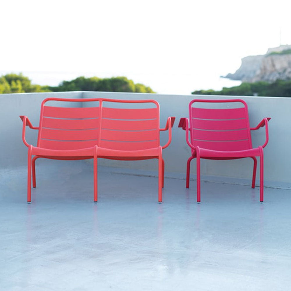 Luxembourg Low Armchair Duo by Fermob, showing luxembourg low armchair duo in live shot.