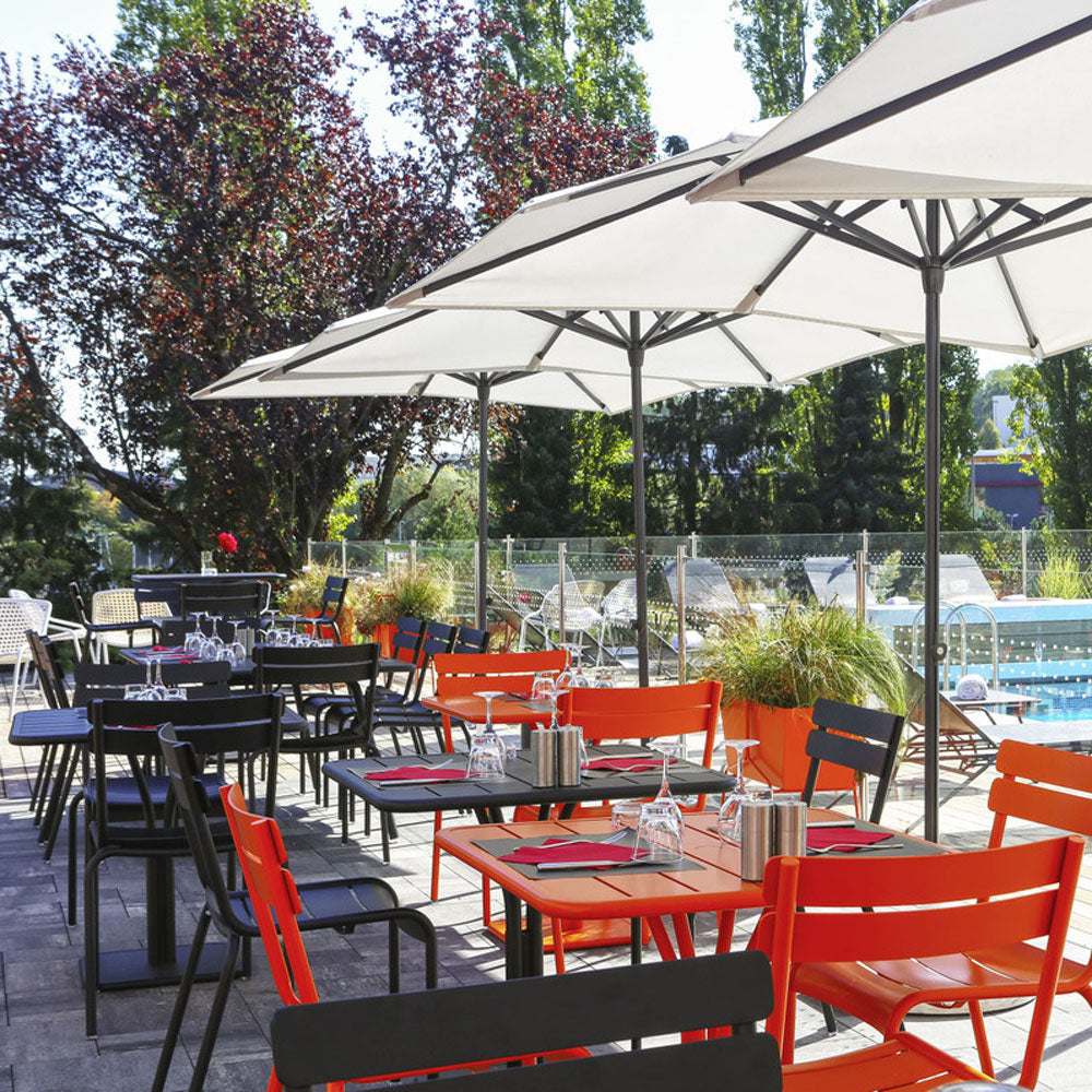 Luxembourg Pedestal Tables by Fermob, luxembourg pedestal tables in live shot.