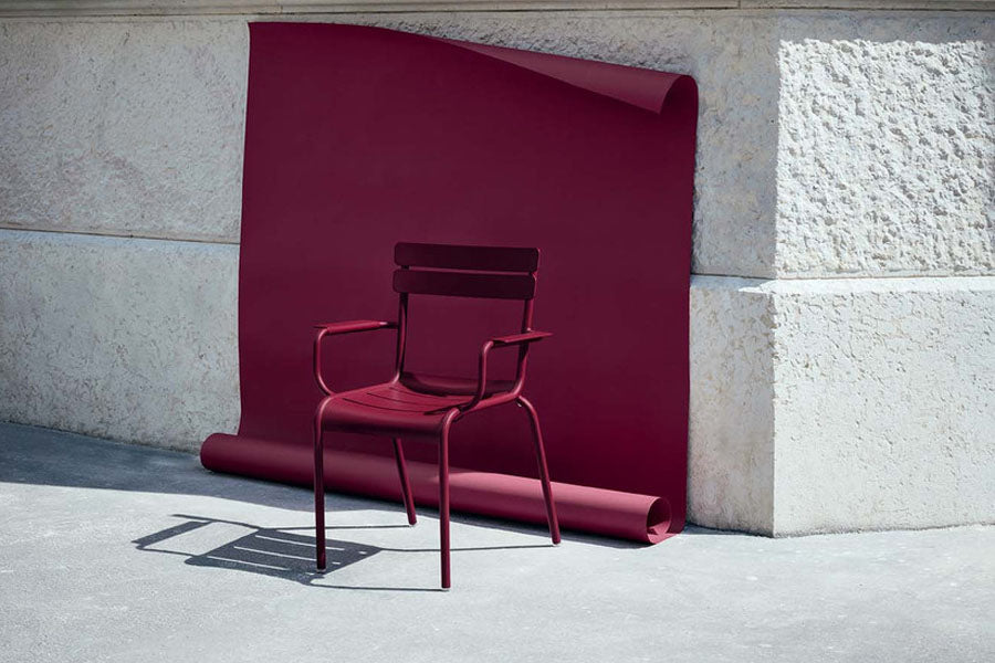 Luxembourg Steel Armchair by Fermob, showing luxembourg steel armchair in live shot.