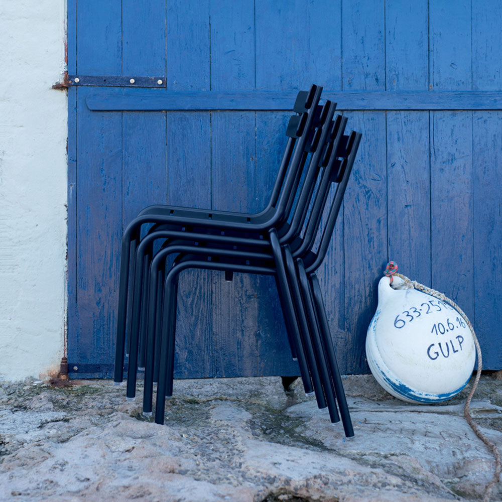 Luxembourg Steel Side Chair by Fermob, showing luxembourg steel side chair in live shot.