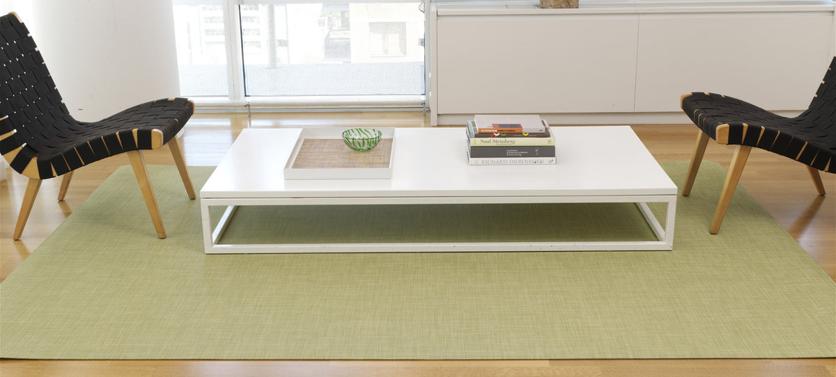 Mini Basketweave Woven 96" x 120" Floor Mat by Chilewich, showing mini basketweave woven 96" x 120" floor mat in live shot.