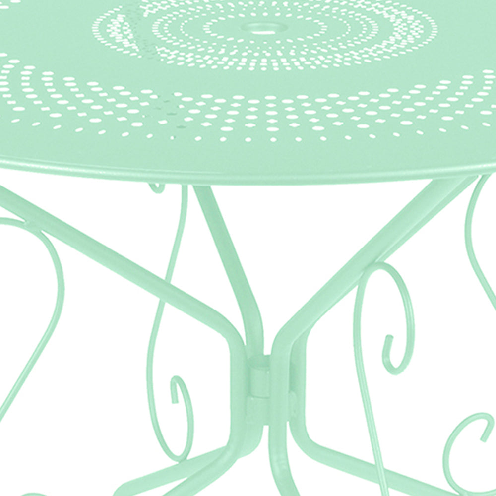 Montmartre Perforated Tables by Fermob, showing closeup view of montmartre perforated tables.