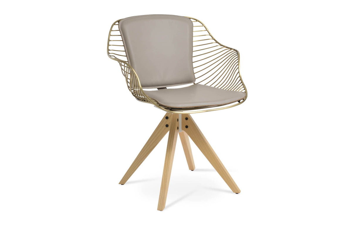 Zebra Pyramid Swivel Chair By Sohoconcept - Natural Ash Finish, Brass, Bone PPM-FR.