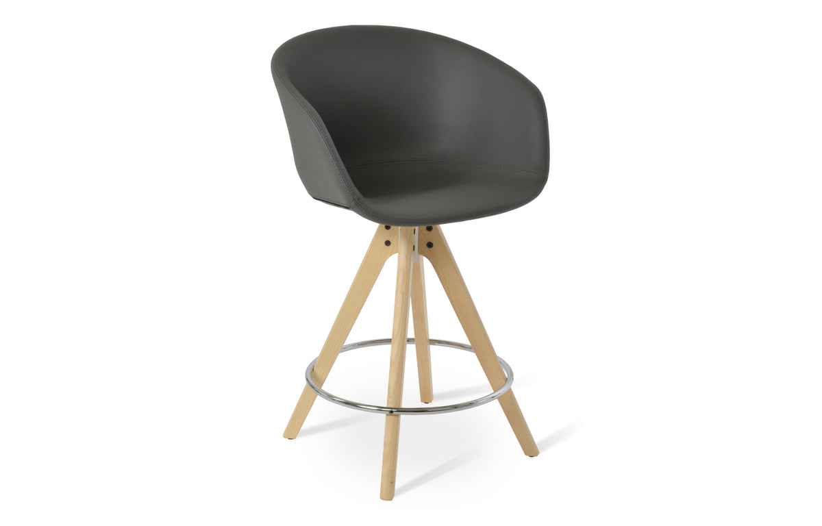 Tribeca Pyramid Stool by SohoConcept - Natural Ash Wood, Grey PPM.