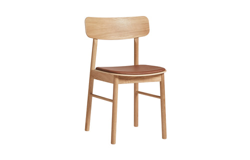 Soma Dining Chair by Woud - Oiled Oak With Cognac Leather Seat Wood.