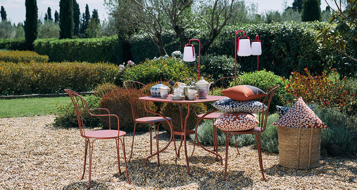 Opera+ Side Chair by Fermob, showing opera+ side chair in live shot.