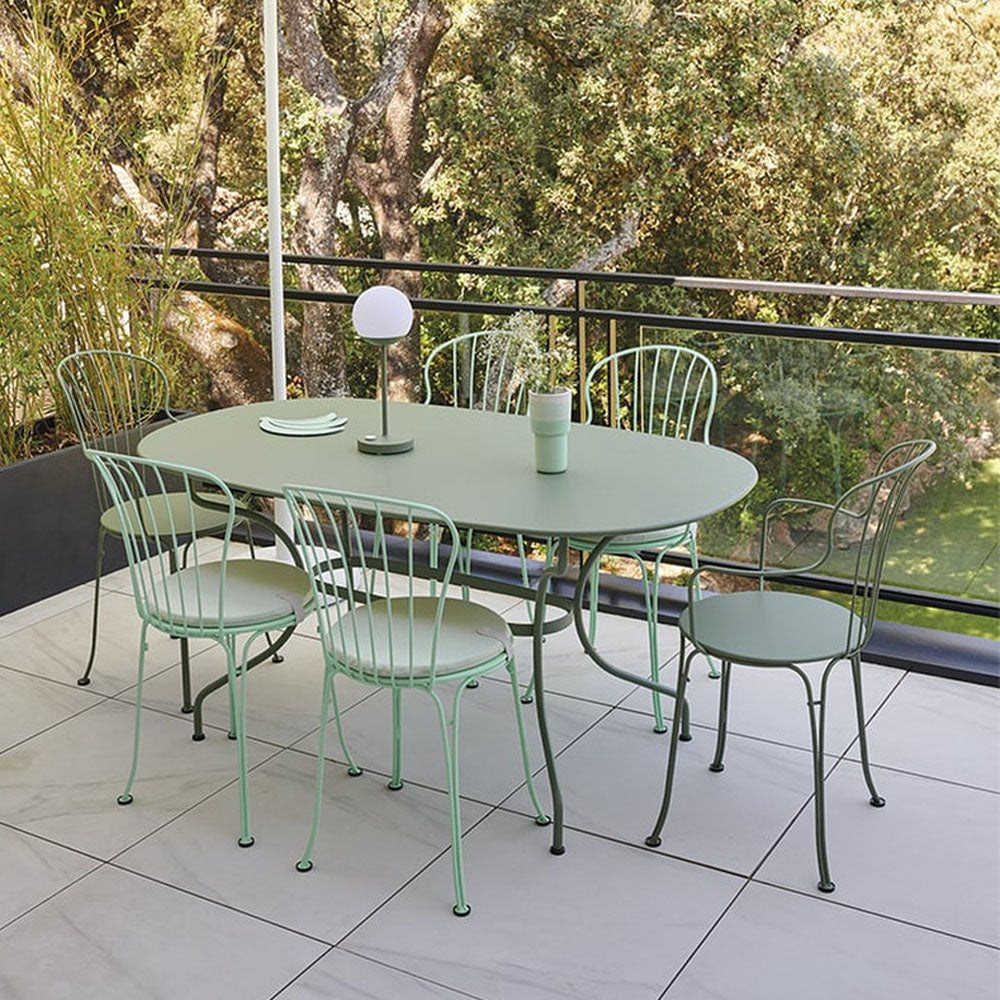 Opera+ Side Chair by Fermob, showing opera+ side chair in live shot.