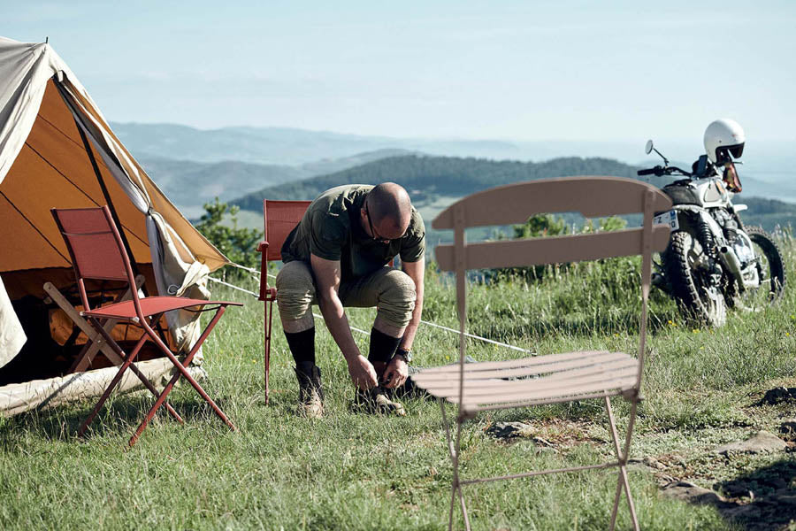 Plein Air Side Chair by Fermob, showing plein air side chair in live shot.
