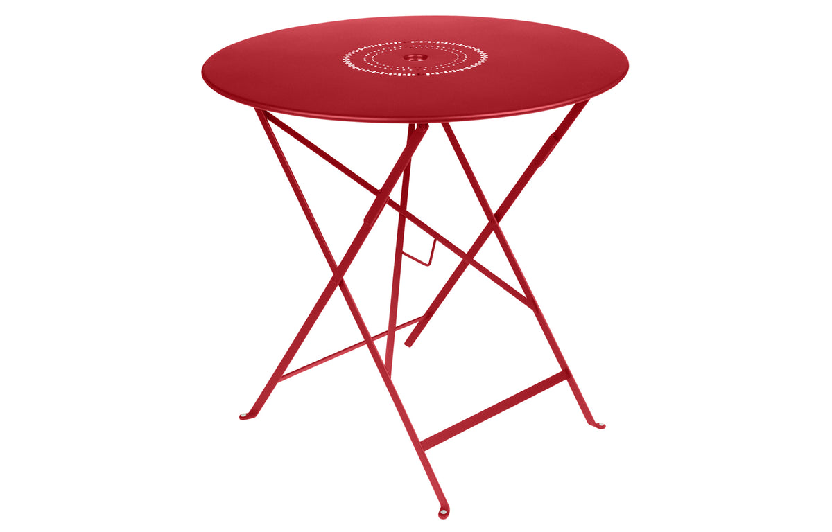 Floreal Perforated Round Tables by Fermob - Poppy Red.