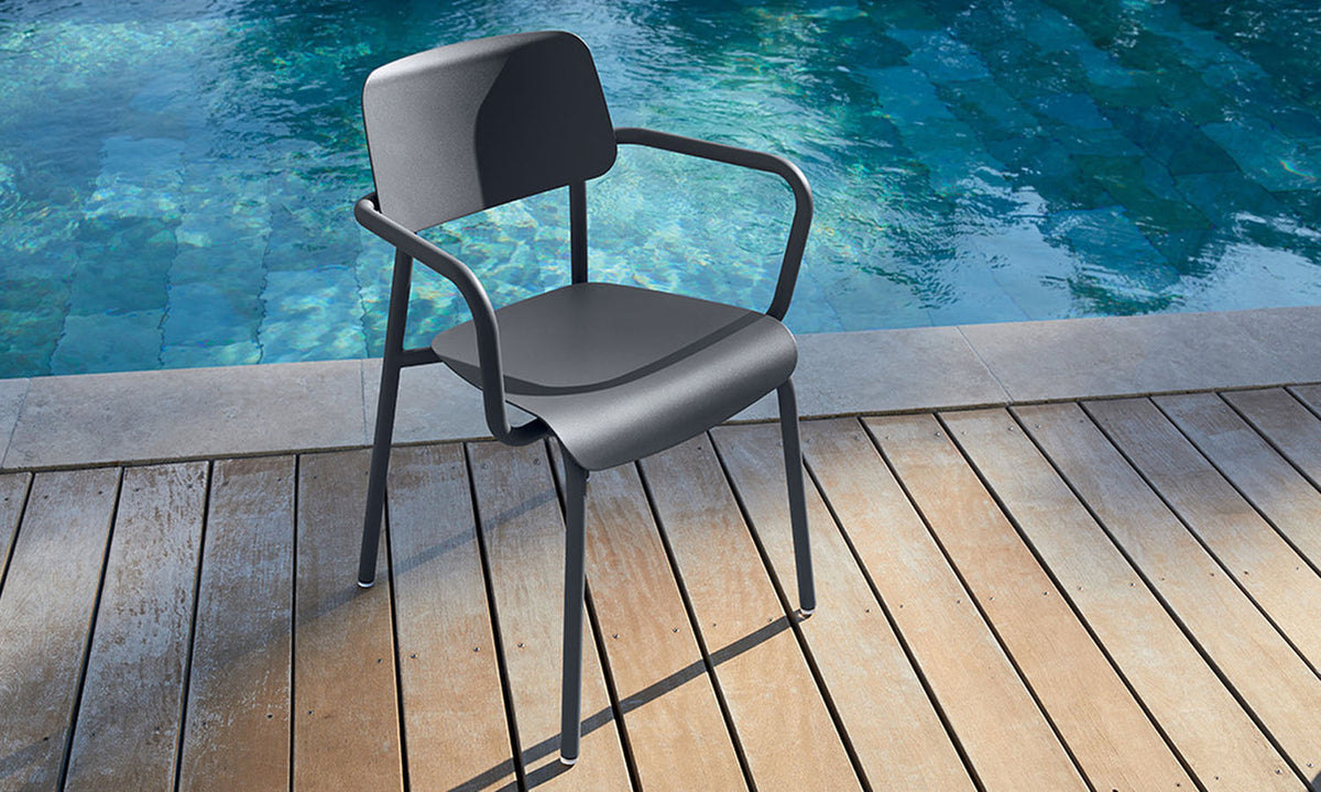 Studie Armchair by Fermob, showing studie armchair in live shot.