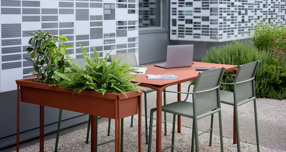 Terrazza Planter by Fermob, showing terrazza planter in live shot.