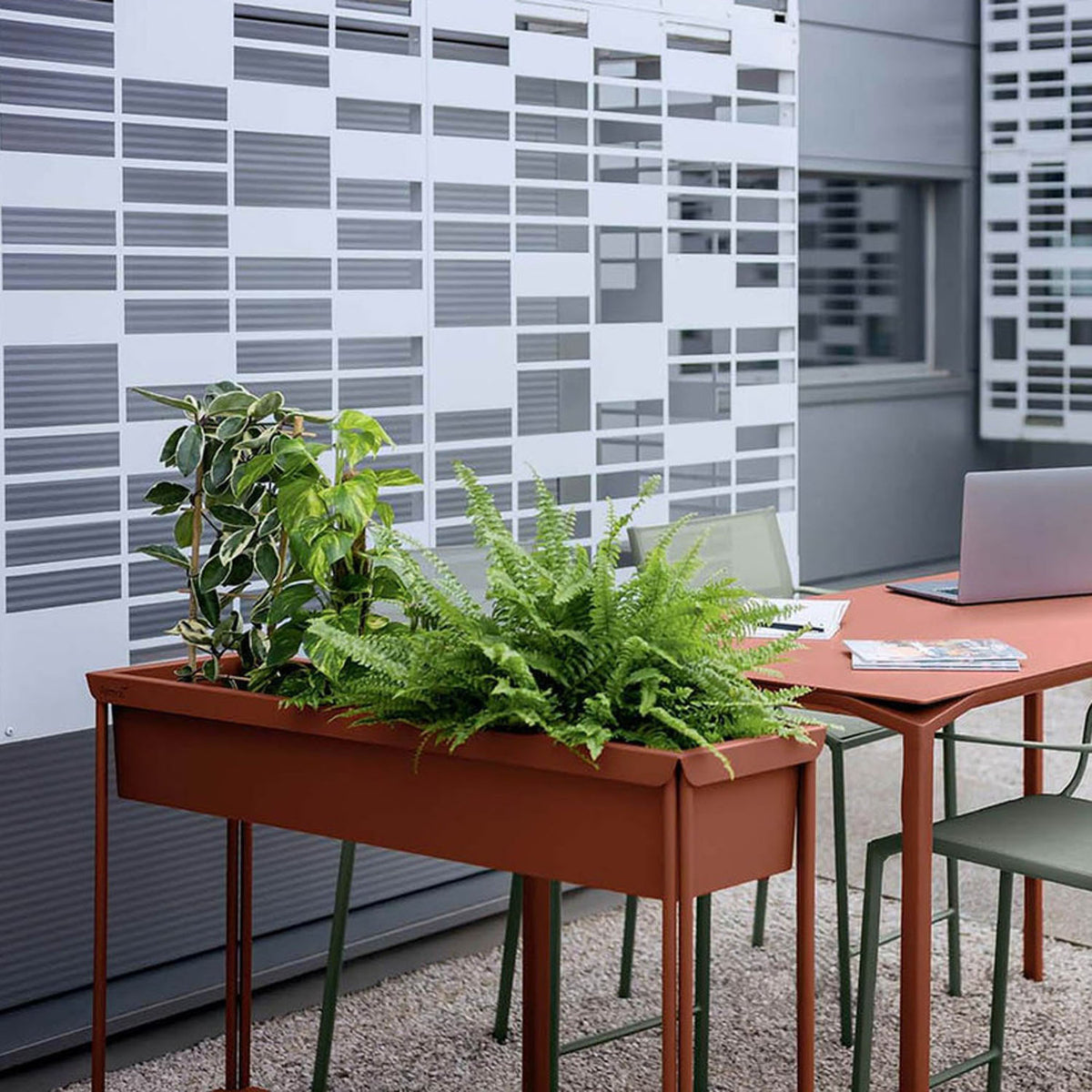 Terrazza Planter by Fermob, showing terrazza planter in live shot.