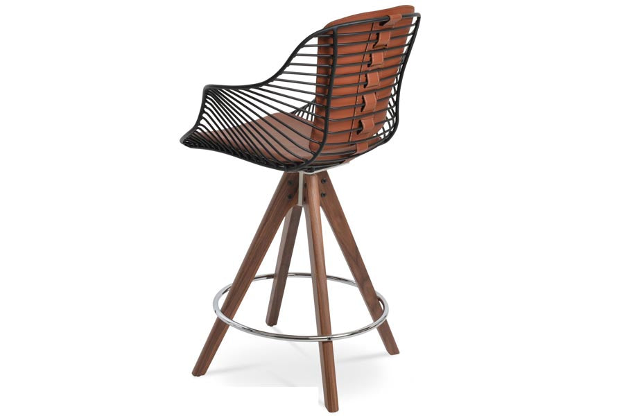 Zebra Pyramid Swivel Stool by SohoConcept, showing side view of zebra pyramid swivel stool.