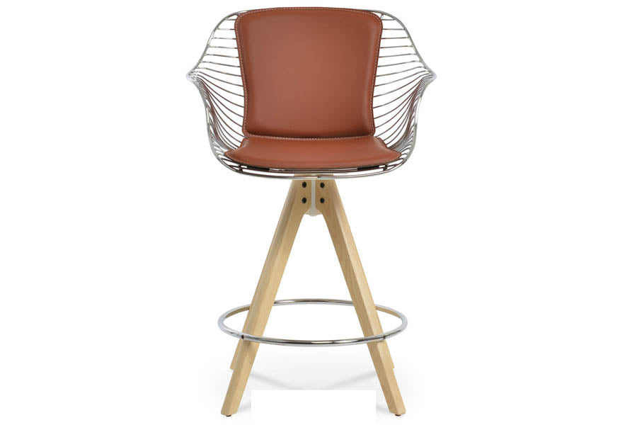 Zebra Pyramid Swivel Stool by SohoConcept, showing front view of zebra pyramid swivel stool.