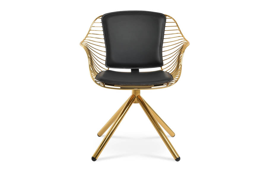 Zebra Stick Swivel Armchair by SohoConcept, showing front view of zebra stick swivel armchair