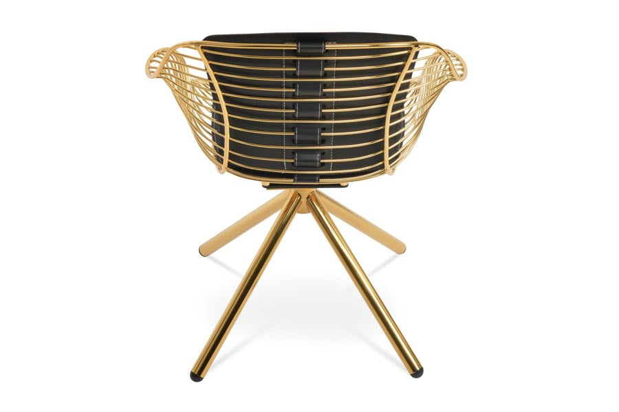 Zebra Stick Swivel Armchair by SohoConcept, showing back view of zebra stick swivel armchair