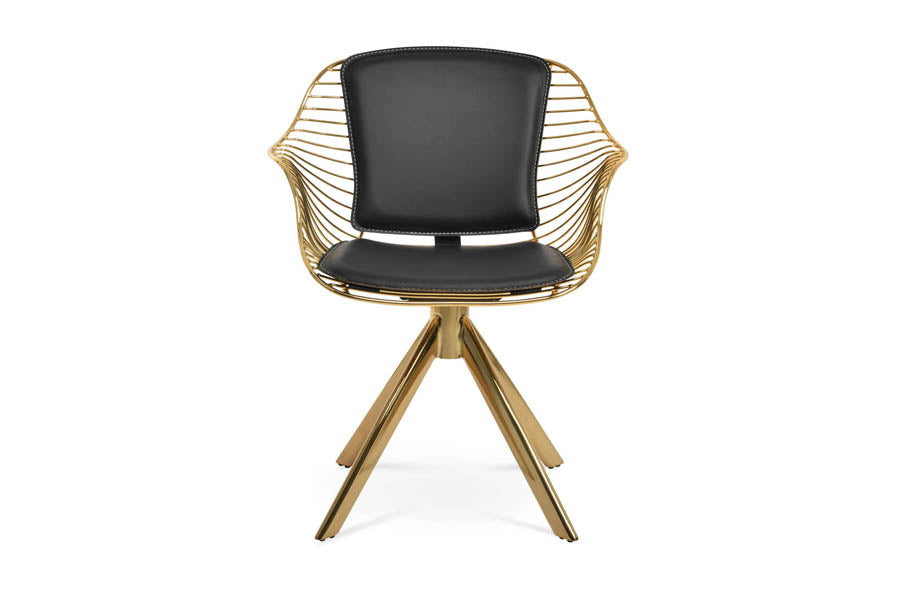 Zebra Sword Swivel Armchair by SohoConcept, showing front view of zebra sword swivel armchair.