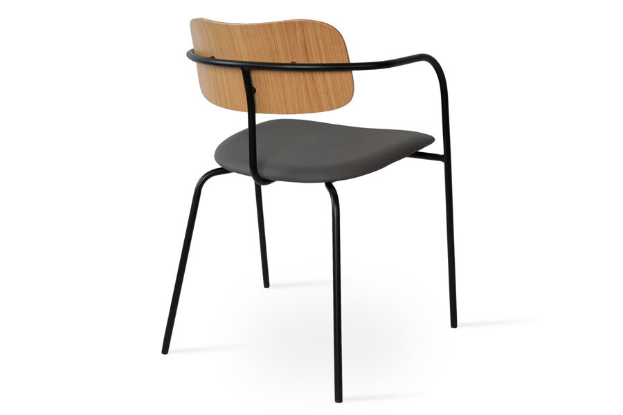 Academy Dining Arm Chair by SohoConcept, showing back angle view of arm dining chair.