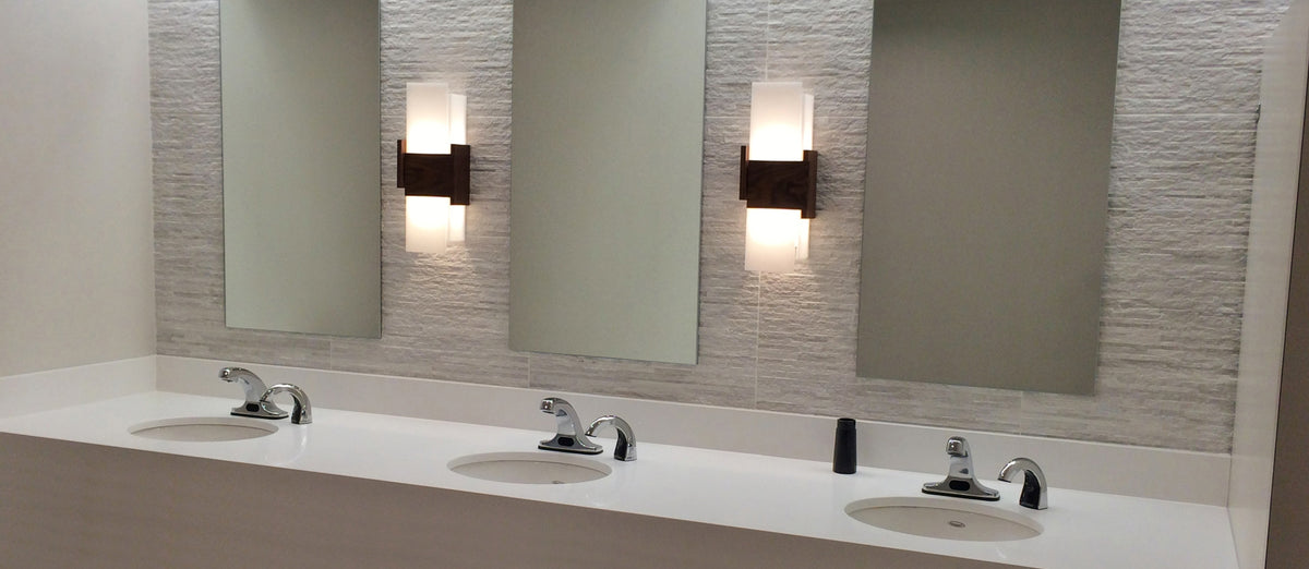 Acuo Sconce by Cerno, showing acuo sconces in live shot.