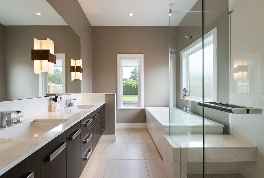 Acuo Sconce by Cerno, showing acuo sconces in live shot.