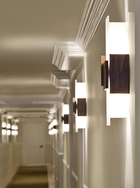 Acuo Sconce by Cerno, showing acuo sconces in live shot.