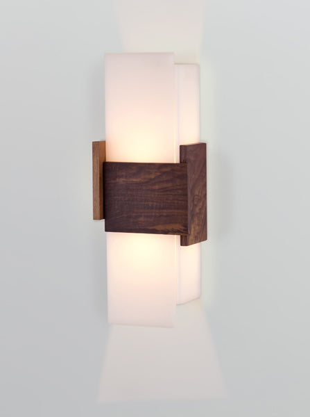 Acuo Sconce by Cerno, showing acuo sconce in walnut.