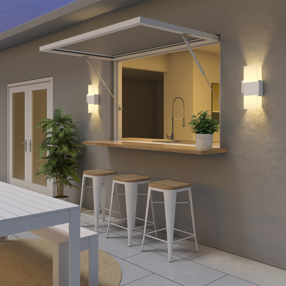 Acuo Outdoor LED Sconce by Cerno, showing of acuo outdoor led sconce in live shot.