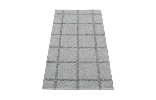 Ada Grey & Metallic Granit Runner Rug by Pappelina - 2.25' x 5'.