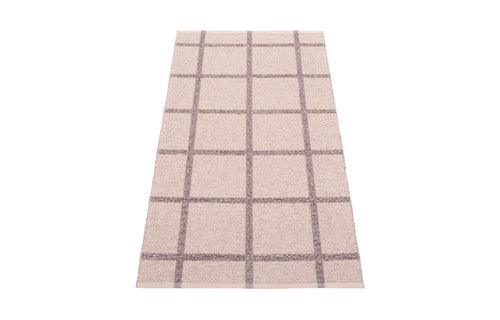 Ada Pale Rose & Metallic Lilac Runner Rug by Pappelina - 2.25' x 5'.