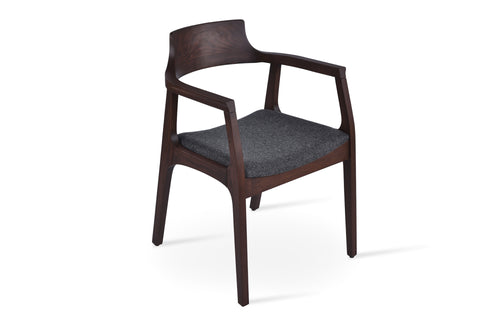 Adelaide Dining Chair by SohoConcept - American Walnut Wood/Camira Blazer Dark Grey Wool.