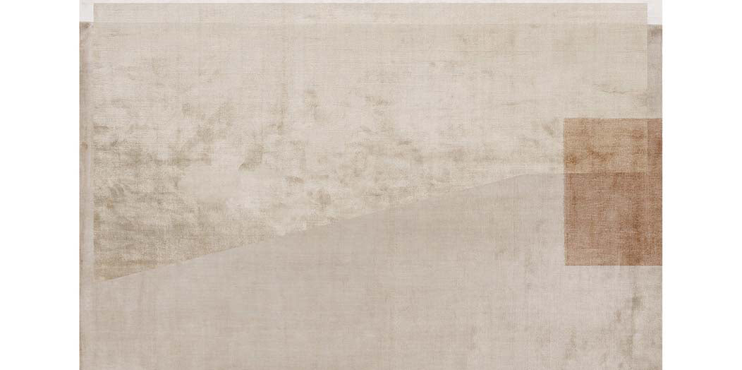 Ager Pio Santi AS103 Rug by Second Studio, showing closeup view of ager pio santi as103 rug by second studio in selections of soft beige & brown.