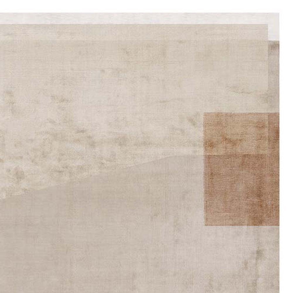 Ager Pio Santi AS103 Rug by Second Studio, showing closeup view of ager pio santi as103 rug by second studio in selections of soft beige & brown.