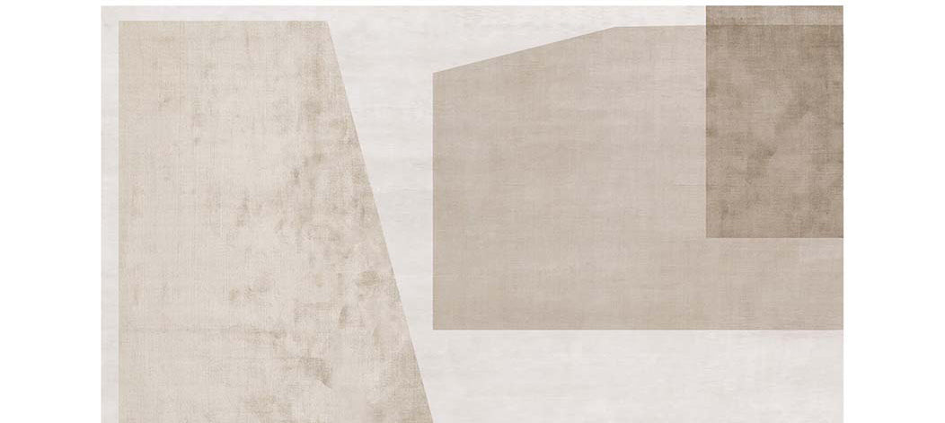 Ager Pio Santi AS104 Rug By Second Studio, showing closeup view of ager pio santi as104 rug by second studio in selections of soft beige & off white.