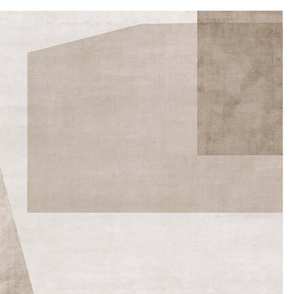 Ager Pio Santi AS104 Rug By Second Studio, showing closeup view of ager pio santi as104 rug by second studio in selections of soft beige & off white.