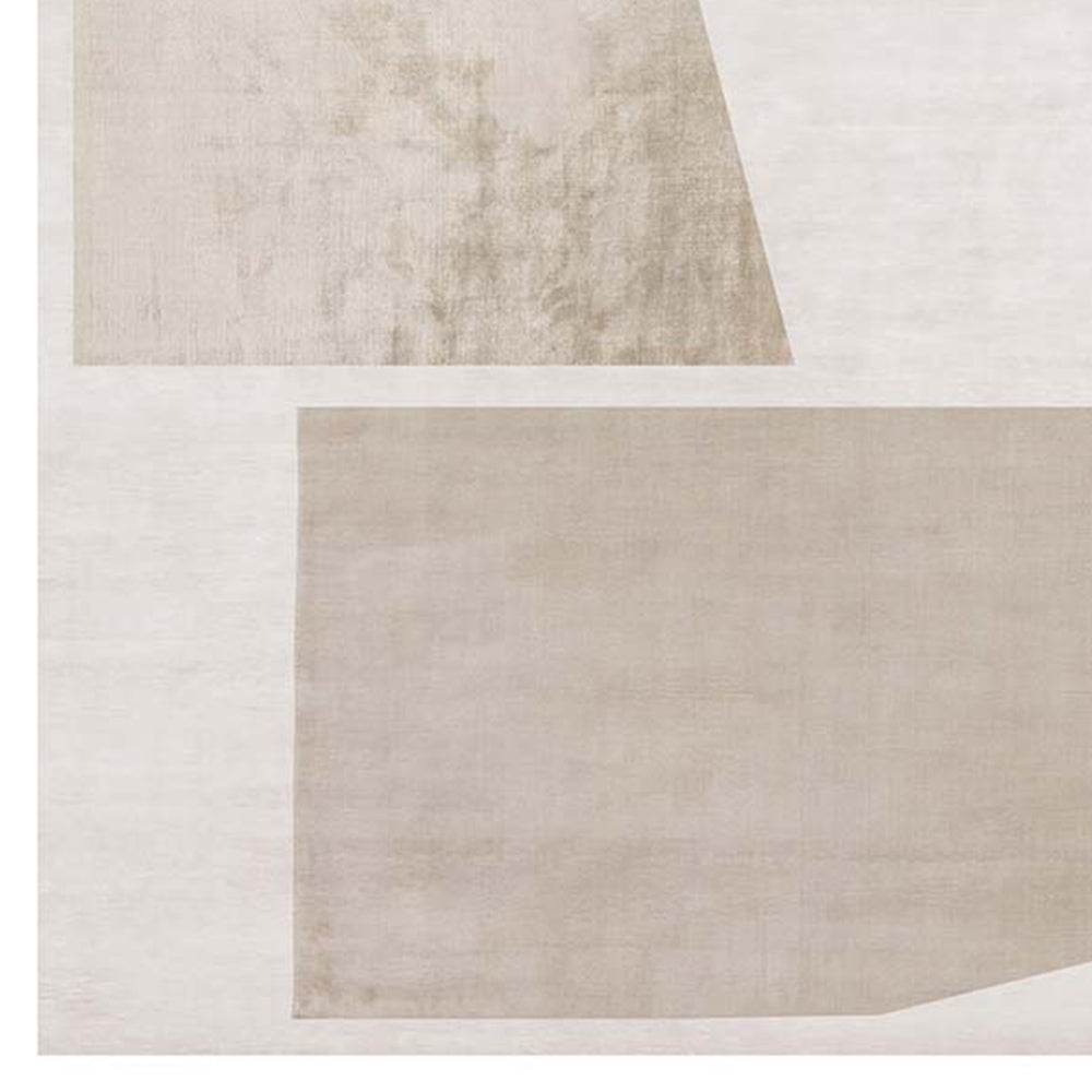 Ager Pio Santi AS104 Rug By Second Studio, showing closeup view of ager pio santi as104 rug by second studio in selections of soft beige & off white.
