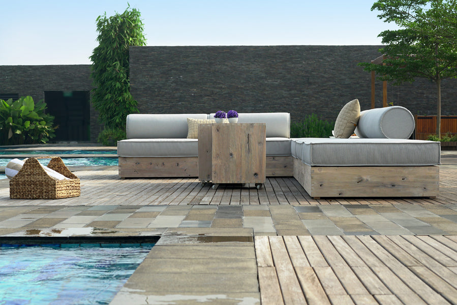 Aiko Deep Ottoman by Mamagreen, showing aiko deep ottoman in live shot.