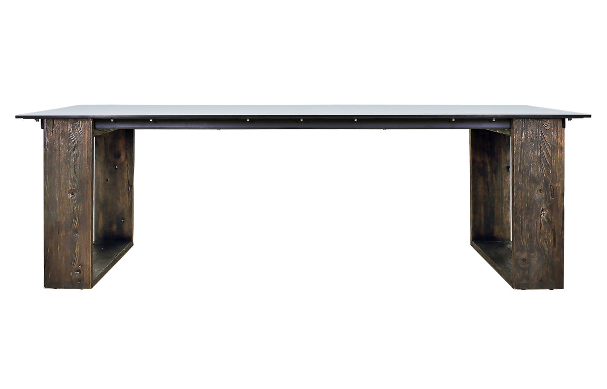 Aiko Dining Table by Mamagreen - 95" x 39", Espresso Teak Wood, Alpes White HPL.