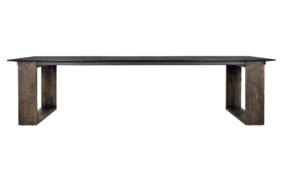 Aiko Dining Table by Mamagreen - 118" x 39", Espresso Teak Wood, Slate HPL.