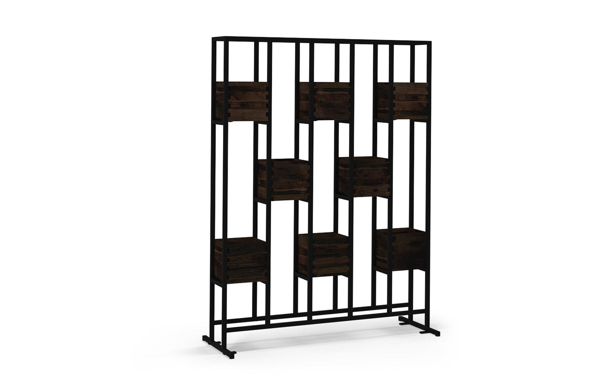Aiko Planter Rack by Mamagreen - Espresso Teak Wood, Anthracite Powder Caoted Aluminum.