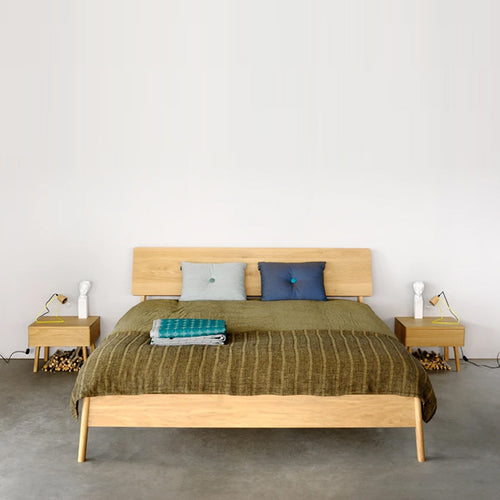 Air Oak Bed with Slats by Ethnicraft, Showing front view of the bed.