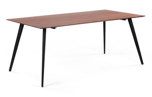 Airfoil Dining Table by m.a.d. - Black Metal Base with Walnut Wood.