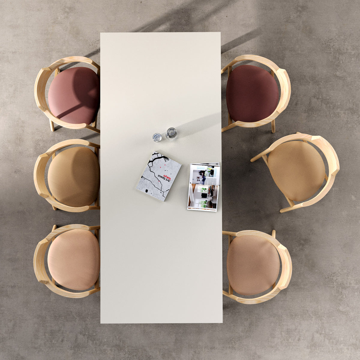 Alek Chair by B&T, showing alek chairs with table in live shot.