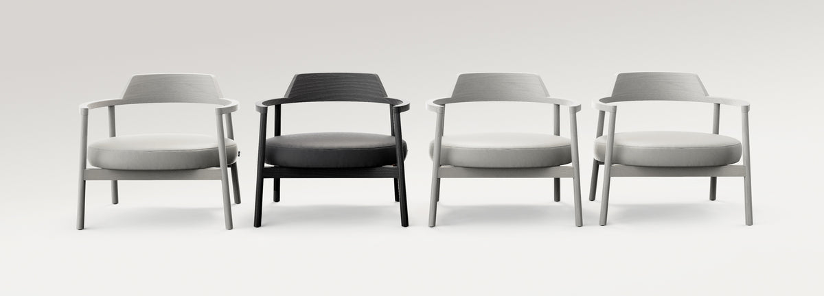 Alek Lounge Chair by B&T, showing alek lounge chairs in live shot.