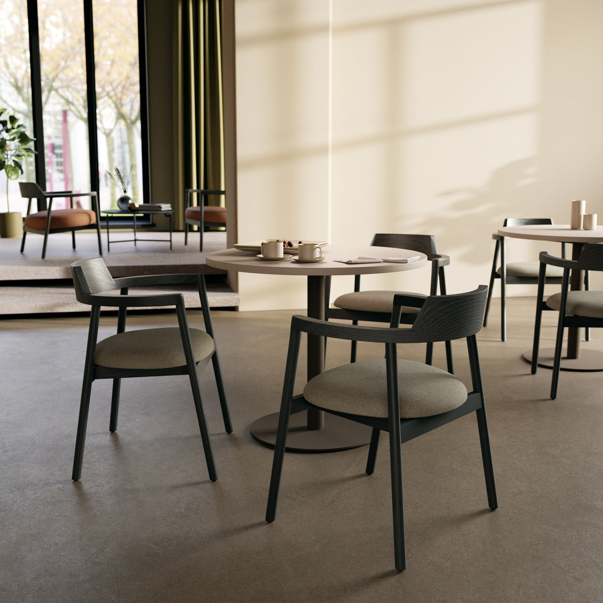 Alek Lounge Chair by B&T, showing alek lounge chairs in live shot.