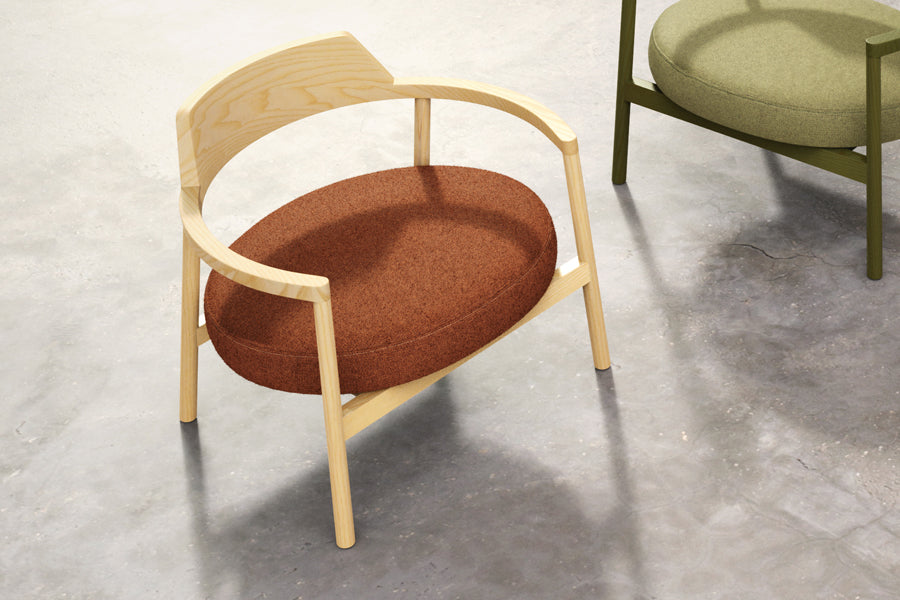 Alek Lounge Chair by B&T, showing alek lounge chairs in live shot.