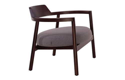 Alek Lounge Chair by B&T - Brown Nino Fabric + Walnut Wood.