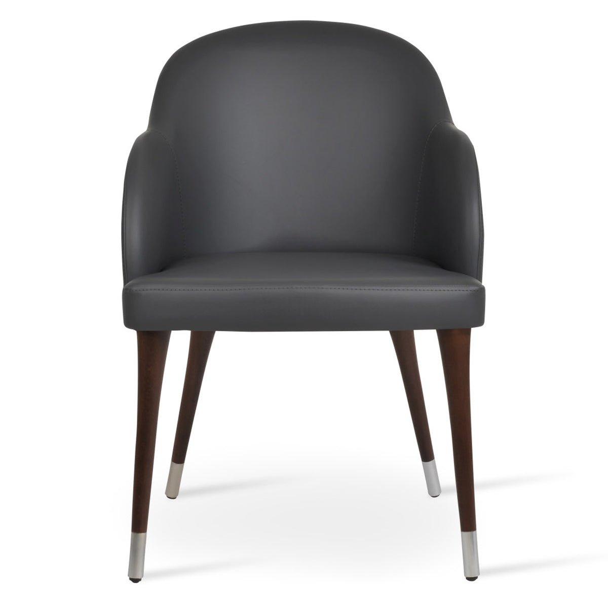 Alice Wood Armchair by SohoConcept, showing front view of alice wood armchair in grey PPM-FR.