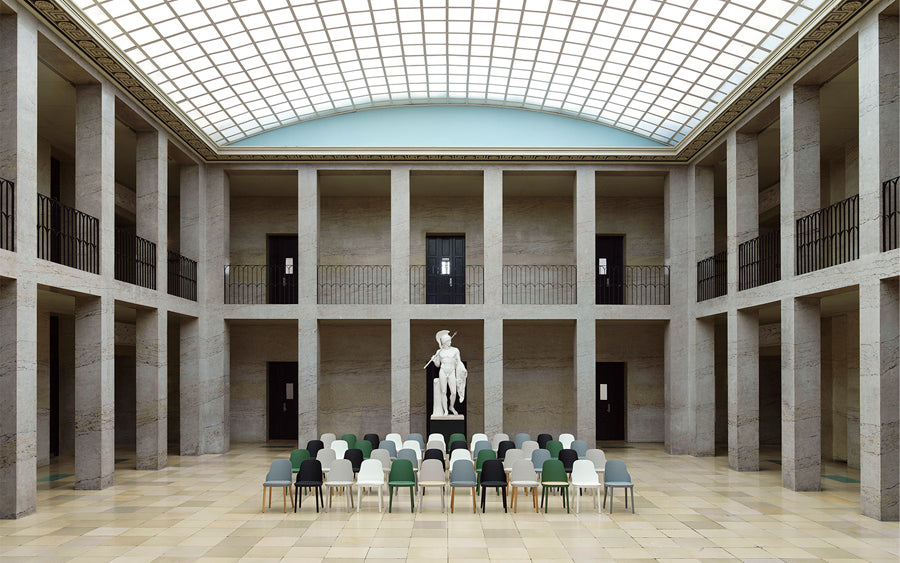 Allez PP Dining Chair by Normann Copenhagen, showing allez pp dining chairs in live shot.