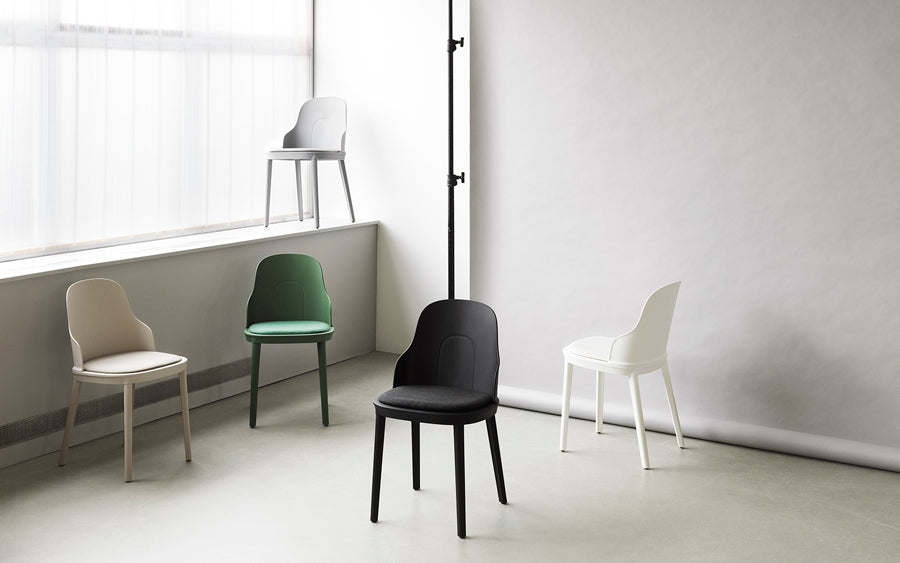 Allez PP Dining Chair by Normann Copenhagen, showing allez pp dining chairs in live shot.
